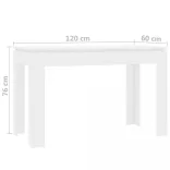 fehér szerelt fa étkezőasztal 120 x 60 x 76 cm
