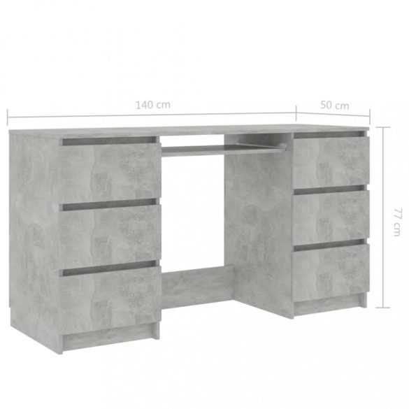 betonszürke szerelt fa íróasztal 140 x 50 x 77 cm