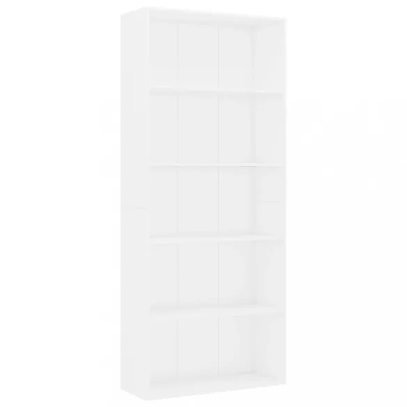 5 szintes fehér szerelt fa könyvszekrény 80 x 30 x 189 cm