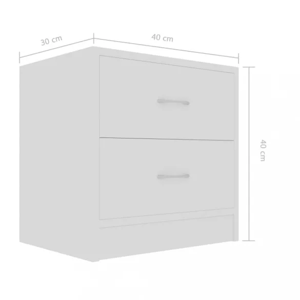 fehér szerelt fa éjjeliszekrény 40 x 30 x 40 cm