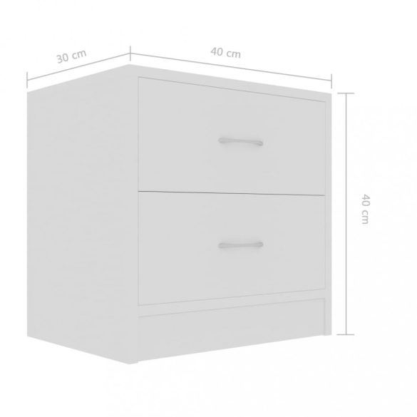 2 db fehér szerelt fa éjjeliszekrény 40 x 30 x 40 cm