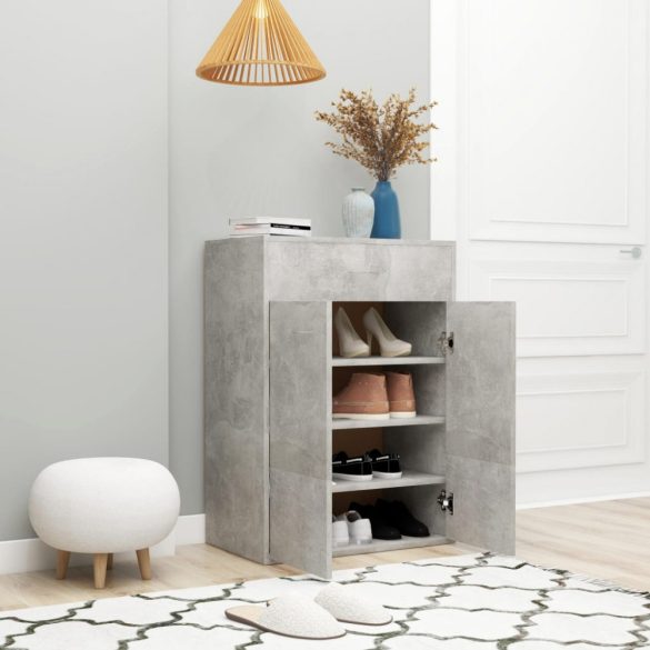 betonszürke szerelt fa cipősszekrény 60 x 35 x 84 cm