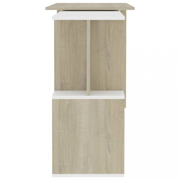 fehér-sonoma színű szerelt fa sarokasztal 200 x 50 x 76 cm