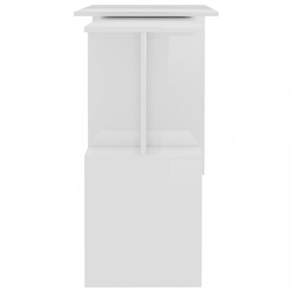 magasfényű fehér szerelt fa sarokasztal 200 x 50 x 76 cm