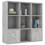 betonszürke szerelt fa könyvszekrény 98 x 30 x 98 cm