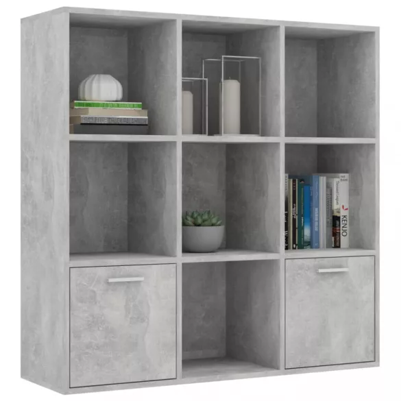 betonszürke szerelt fa könyvszekrény 98 x 30 x 98 cm