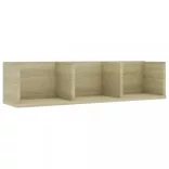 sonoma tölgy szerelt fa CD-tartó fali polc 75x18x18 cm