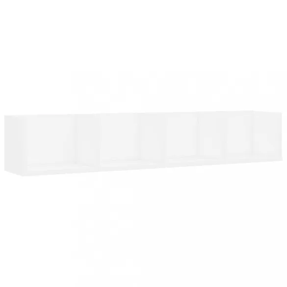 fehér szerelt fa CD-tartó fali polc 100 x 18 x 18 cm