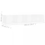 fehér szerelt fa CD-tartó fali polc 100 x 18 x 18 cm