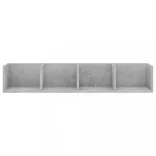 betonszürke szerelt fa CD-tartó fali polc 100 x 18 x 18 cm