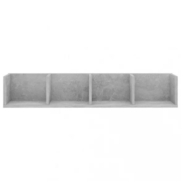betonszürke szerelt fa CD-tartó fali polc 100 x 18 x 18 cm