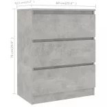 betonszürke szerelt fa tálalószekrény 60 x 35 x 76 cm
