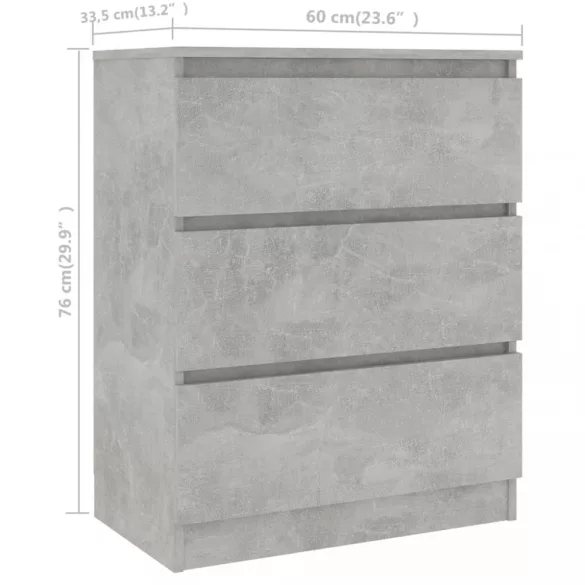 betonszürke szerelt fa tálalószekrény 60 x 35 x 76 cm