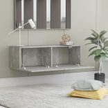 betonszürke szerelt fa TV-szekrény 100 x 30 x 30 cm