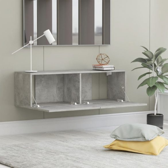 betonszürke szerelt fa TV-szekrény 100 x 30 x 30 cm