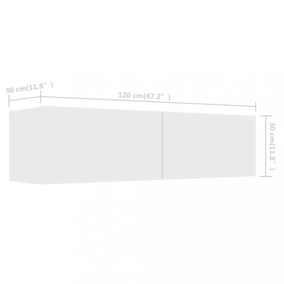 fehér szerelt fa TV-szekrény 120 x 30 x 30 cm