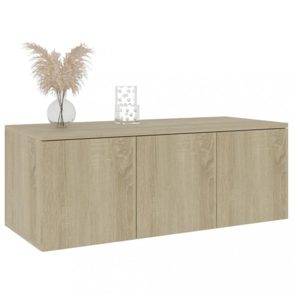 sonoma tölgy színű szerelt fa TV-szekrény 80 x 34 x 30 cm