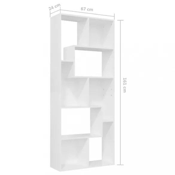 fehér szerelt fa könyvszekrény 67 x 24 x 161 cm