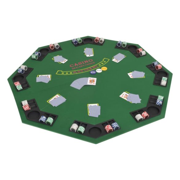 8 személyes, nyolcszögletes, zöld összecsukható pókerasztallap