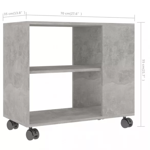 betonszürke szerelt fa kisasztal 70 x 35 x 55 cm