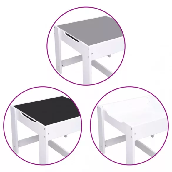 fehér MDF gyerekasztal két székkel