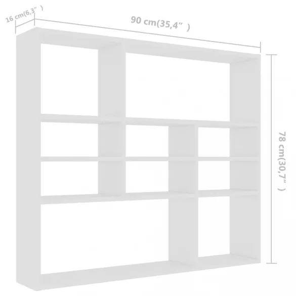 fehér szerelt fa fali polc 90 x 16 x 78 cm