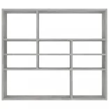 betonszürke szerelt fa fali polc 90 x 16 x 78 cm