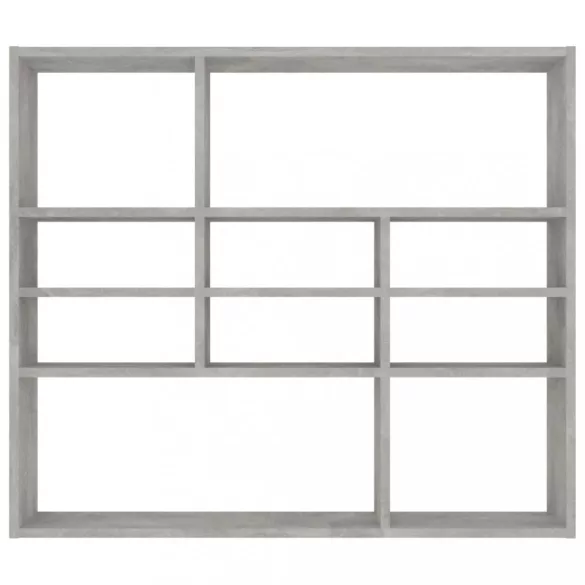 betonszürke szerelt fa fali polc 90 x 16 x 78 cm