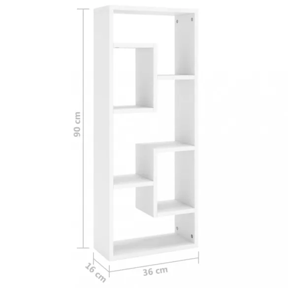 fehér szerelt fa fali polc 36 x 16 x 90 cm