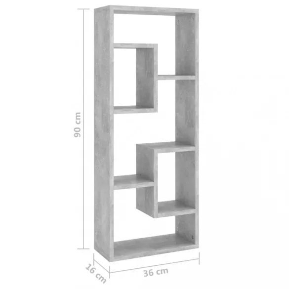 betonszürke szerelt fa fali polc 36 x 16 x 90 cm