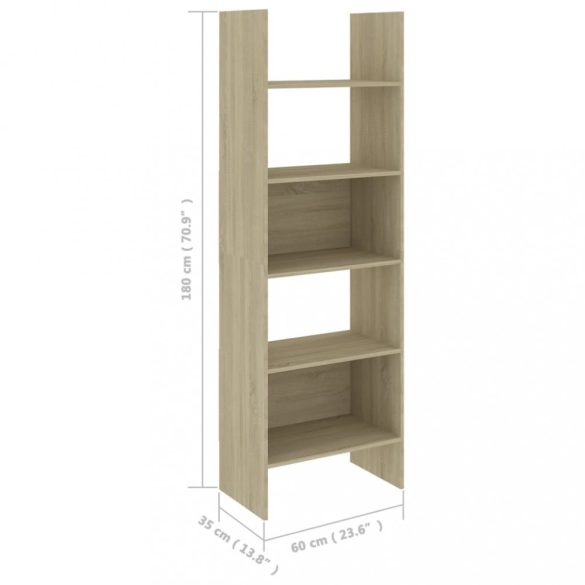 sonoma tölgy színű szerelt fa könyvszekrény 60 x 35 x 180 cm