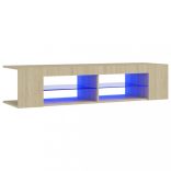 sonoma tölgy színű TV-szekrény LED-lámpákkal 135 x 39 x 30 cm