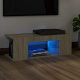 sonoma tölgy színű TV-szekrény LED lámpákkal 90 x 39 x 30 cm