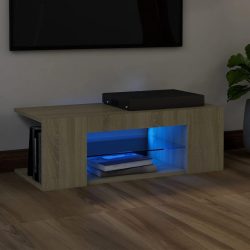   sonoma tölgy színű TV-szekrény LED lámpákkal 90 x 39 x 30 cm