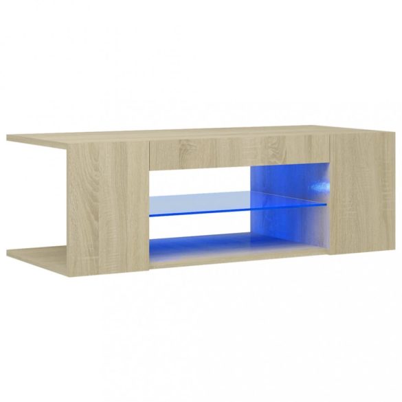 sonoma tölgy színű TV-szekrény LED lámpákkal 90 x 39 x 30 cm
