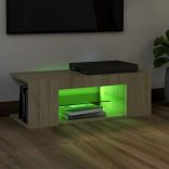 sonoma tölgy színű TV-szekrény LED lámpákkal 90 x 39 x 30 cm