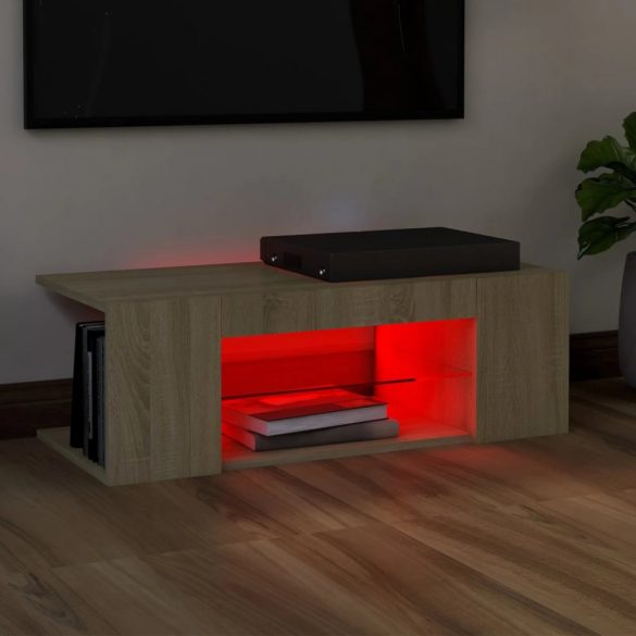 sonoma tölgy színű TV-szekrény LED lámpákkal 90 x 39 x 30 cm