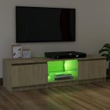 sonoma tölgy színű TV-szekrény LED lámpákkal 120x30x36 cm