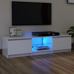   magasfényű fehér TV-szekrény LED lámpákkal 140 x 40 x 35,5 cm