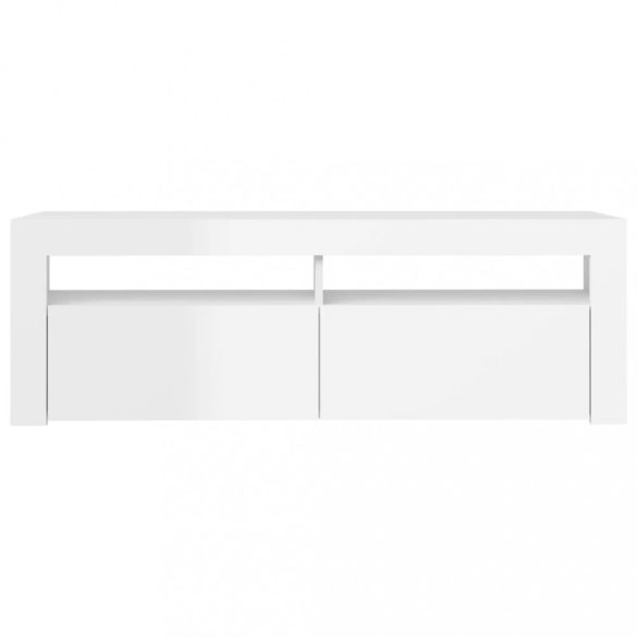 magasfényű fehér TV-szekrény LED lámpákkal 120 x 35 x 40 cm