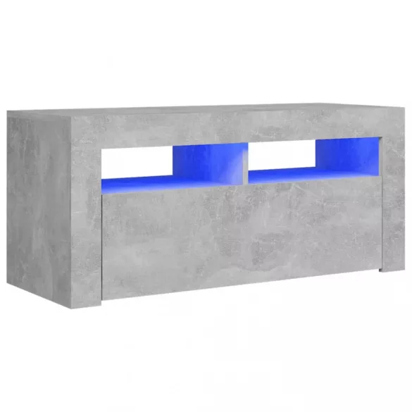 betonszürke TV-szekrény LED-világítással 90 x 35 x 40 cm