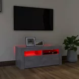 betonszürke TV-szekrény LED-világítással 90 x 35 x 40 cm