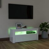 magasfényű fehér TV-szekrény LED lámpákkal 90x35x40 cm