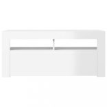 magasfényű fehér TV-szekrény LED lámpákkal 90x35x40 cm