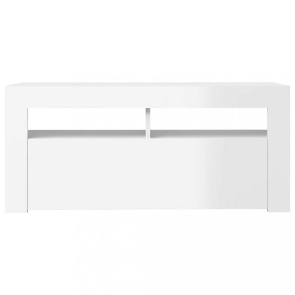 magasfényű fehér TV-szekrény LED lámpákkal 90x35x40 cm