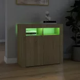 sonoma tölgy színű tálalószekrény LED-világítással 80x35x75 cm