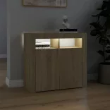 sonoma tölgy színű tálalószekrény LED-világítással 80x35x75 cm