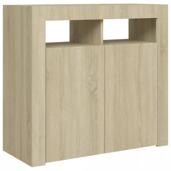 sonoma tölgy színű tálalószekrény LED-világítással 80x35x75 cm