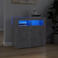   betonszürke tálalószekrény LED-világítással 80 x 35 x 75 cm