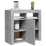 betonszürke tálalószekrény LED-világítással 80 x 35 x 75 cm